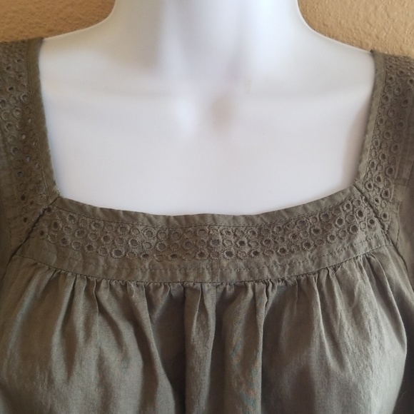 Embroidered Army Green Blouse - Picture 3 of 5